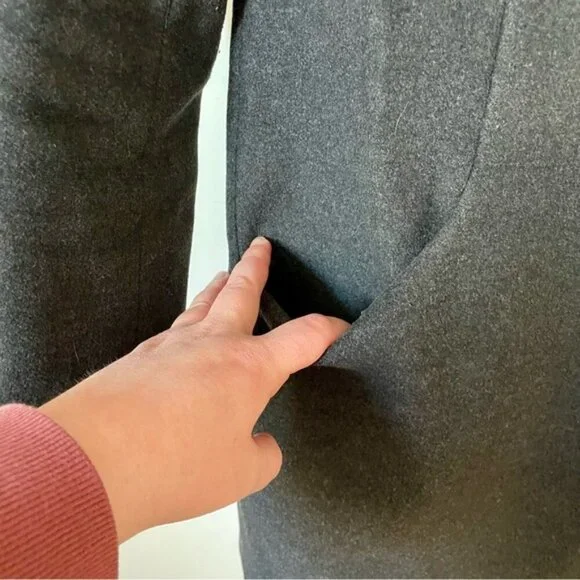 Aritzia Wilfred Cocoon Wool Pea Coat Jacket Charcoal Grey Size Small - Picture 8 of 11